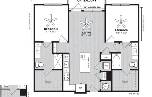 Settle in the Heart of Atlanta - Tillman B2 Two-Bedroom Luxury Apartment Floor Plan